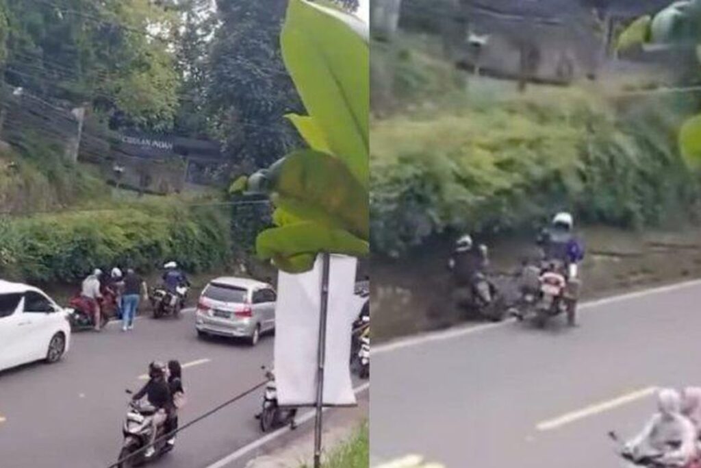 Seorang Pengendara Motor di Puncak Bogor di Tendang Oleh Patwal, Ini Penjelasan Dari Pihak Polisi